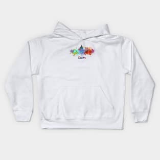 Essen skyline in watercolor Kids Hoodie